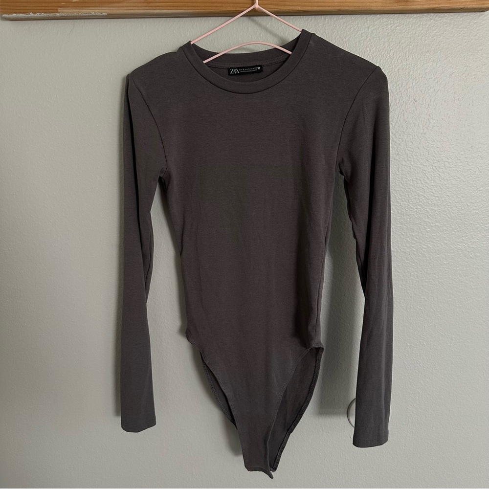 Zara Charcoal Long Sleeve Bodysuit